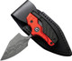 CIVIVI Knives Typhoeus Folding Push Dagger Fixed Blade Knife - 2.27" Damascus Clip Point Blade, Red and Black Aluminum Handles, Leather Sheath - C21036-DS1