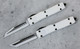 Microtech 119-1SETSTDS Signature Series Ultratech Stormtrooper AUTO OTF Set - 3.46" White Hellhound Tanto and Warhound Blades, Deep Engraved White Aluminum Handles