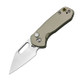 CJRB Cutlery Mini Pyrite Folding Knife - 2.17" AR-RPM9 Sand Polish Wharncliffe Blade, Green Aluminum Handles, Button Lock - J1933-GN