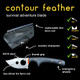 Outdoor Element Contour Feather Adventure Survival Knife - 2" VG-10 Stainless Steel Blade, Black G10 Handle, Black Kydex Sheath