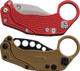 Reate Knives EXO-K Button Lock Gravity Karambit - 3.13" Bohler N690 Satin Blade, Textured Red Aluminum Handles, Includes Trainer