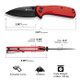 Sencut Knives ArcBlast Button Lock Flipper Knife - 2.98" Black Modified Drop Point Blade, Red Aluminum Handles - S22043B-4