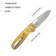 Kubey Knife Bluff Folding Knife - 3.19" Sandvik 14C28N Satin Drop Point Blade, Ultem Handles, Crossbar Lock