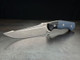 Begg Knives Alligator Fixed Blade - 6.25" 14C28N Satin Harpoon Blade, Black and Blue G10 Handles, Kydex Sheath