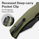 CIVIVI Knives Vexillum Liner Lock Flipper Knife - 3.81" Nitro-V Black Stonewashed Clip Point Blade, Milled OD Green G10 Handles - C23003D-2