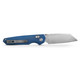Vosteed Knives Talarurus Crossbar Lock Folding Knife - 3.03" Sandvik 14C28N Satin Modified Sheepsfoot Blade, Blue Canvas Micarta Handles - A2704