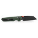 Vosteed Knives Talarurus Crossbar Lock Folding Knife - 3.03" Sandvik 14C28N Black Stonewashed Modified Sheepsfoot Blade, Green Canvas Micarta Handles - A2702