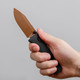Vosteed Cutlery Vombat Crossbar Lock Folding Knife - 2.92" M390 Copper Dune Zulu Blade, Black Aluminum Handles - A4107
