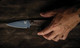 Benchmade Dacian Pocket Fixed Blade Knife - 3.54" CPM-MagnaCut Blue Cerakote Drop Point Blade, Brown Canvas Micarta Handles, Leather Sheath - 203BT-03
