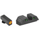 Ameriglo GL-816 Trooper Night Sights for Glock Gen 1-4 9mm/.40/.380, Gen 5 10mm/.45 - Green Tritium with Orange Outline Front, Green Tritium Black Serrated Rear
