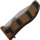 North Mountain Blade Lucky Dog KickStop Flipper Knife - 4" SLD Hamon Clip Point Blade, Tan G10 Handles, Liner Lock - 2524-TAN