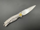 Karbon Knives Ken Onion Buckhorn Liner Lock Flipper Knife - 3.75" S35VN Bead Blasted Drop Point Blade, Milled Titanium Handles - KARB118