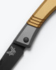 Benchmade 315BK-01 Successor Slipjoint Folding Knife - 2.56" M390 Black Cerakote Drop Point Blade, Burnt Brass Aluminum Handles with Ash Gray Bolsters, Leather Pocket Sheath