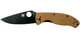 Spyderco Tenacious Folding Knife - 3-3/8" Black Plain Blade, Brown G10 Handles