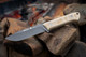 Buck 104 Compadre Camp Knife Fixed Blade Knife - 4.5" 5160 Steel Blade, Canvas Micarta Handles, Black Leather Sheath