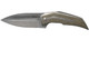 Reate Knives T4000 Flipper Knife - 4" M390 Satin Blade, Titanium Handles with Green Linen Micarta Inlay