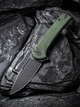 CIVIVI Conspirator Button Lock Flipper Knife - 3.48" Nitro-V Blackwash Drop Point Blade, Dark Green Micarta Handles