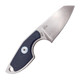 MKM Knives Mikro 2 Fixed Blade Neck Knife - 1.97" M390 Stonewashed Sheepsfoot Blade, Black G10 Handles, Leather Sheath