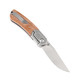 Kansept Knives Reverie Front Flipper - 2.92" CPM-S35VN Clip Point Blade, Brown Micarta Handles and Titanium Bolsters