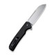 Civivi Chevalier Button Lock Folding Knife - 3.46" 14C28N Stonewashed Sheepsfoot Blade, Black G10 Handles