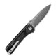 QSP Knives Hawk Flipper Knife - 3.25" Laminated Damascus Drop Point Blade, Aluminum Foil Carbon Fiber Handles