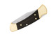 Buck 112 Ranger AUTO Folding Knife - 3" Plain Blade, Ebony Wood Handles with Brass Bolsters - 11894