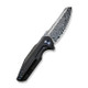 We Knife Company StarHawk Flipper Knife - 2.81" Hakkapella Damasteel Sheepsfoot Blade, Black Titanium Handles - WE21017-DS1