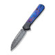 We Knife Company Soothsayer Flipper Knife - 3.48" Hakkapella Damasteel Drop Point Blade, Bolstered Titanium Handles with Timascus Scales - WE20050-DS1