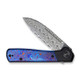 We Knife Company Soothsayer Flipper Knife - 3.48" Hakkapella Damasteel Drop Point Blade, Bolstered Titanium Handles with Timascus Scales - WE20050-DS1