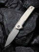 CIVIVI Knives Cachet Flipper Knife 3.48" 14C28N Bead Blasted Clip Point Blade, Stainless Steel Handles with Ivory G10 Inlays - C20041B-2