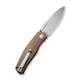 CIVIVI Knives Sokoke Front Flipper Knife 3.35" - 14C28N Bead Blasted Drop Point Blade, Brown Linen Micarta Handles - C22007-3