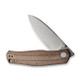 CIVIVI Knives Sokoke Front Flipper Knife 3.35" - 14C28N Bead Blasted Drop Point Blade, Brown Linen Micarta Handles - C22007-3