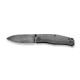 CIVIVI Knives Sokoke Front Flipper Knife - 3.35" Damascus Drop Point Blade, Black Linen Micarta Handles - C22007-DS1