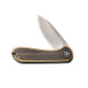 CIVIVI Knives C18062Q-1 Mini Elementum Flipper Knife - 1.83" 14C28N Hand Rubbed Blade, Black Hand Rubbed Brass and Stainless Steel Handles