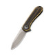 CIVIVI Knives C18062Q-1 Mini Elementum Flipper Knife - 1.83" 14C28N Hand Rubbed Blade, Black Hand Rubbed Brass and Stainless Steel Handles