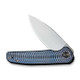 WE Knife Limited Edition Shakan Flipper Knife - 2.97" CPM-20CV Stonewashed Blade, Blue/Black Machined Titanium Handles - WE20052C-1