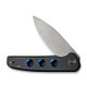 WE Knife Limited Edition Shakan Flipper Knife - 2.97" CPM-20CV Stonewashed Blade, Black Titanium Handles with Blue Holes - WE20052B-1