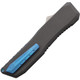 EOS Harpoon OTF AUTO Knife - 3.75" CPM-20CV Two-Tone Wharncliffe Blade, Gray Aluminum Handle, Blue Titanium Clip