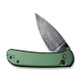 CIVIVI Knives Qubit Folding Knife - 2.98" Damascus Drop Point Blade, Green Aluminum Handles - C22030E-DS1