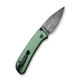 CIVIVI Knives Qubit Folding Knife - 2.98" Damascus Drop Point Blade, Green Aluminum Handles - C22030E-DS1