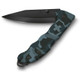 Victorinox Swiss Army Evoke Folding Knife - 3.875" Black Clip Point Blade, Navy Camo Alox Handles with Clip - 0.9425.DS222