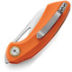 Bestech Knives Bihai Front Flipper Knife - 2.15" 14C28N Two Tone Satin/Stonewashed Hawkbill Blade, Orange G10 Handles - BG53B-1