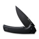 Sencut Knives Serene Flipper Knife - 3.48" Black Stonewashed D2 Drop Point Blade, Black Aluminum Handles - S21022B-1