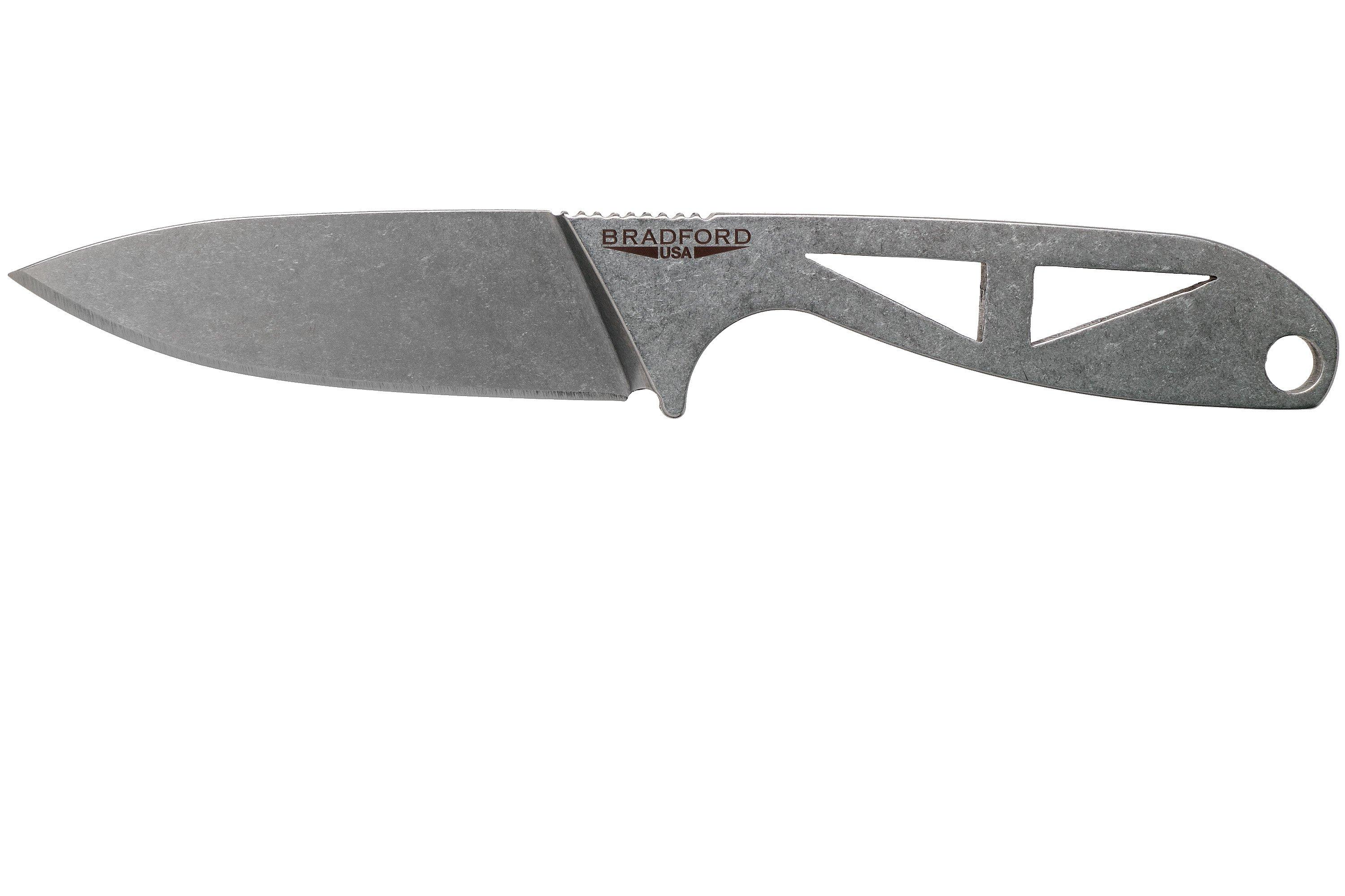 Bradford Knives G-Becker Fixed Blade Neck Knife - 2.875" Elmax Stonewash  Drop Point Blade, Skeletonized Handle, Kydex Sheath