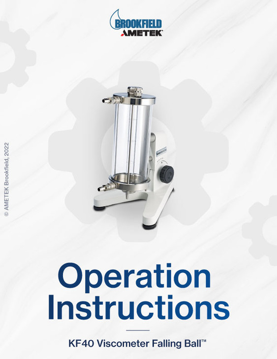 KF40 Viscometer Falling Ball Operations Manual