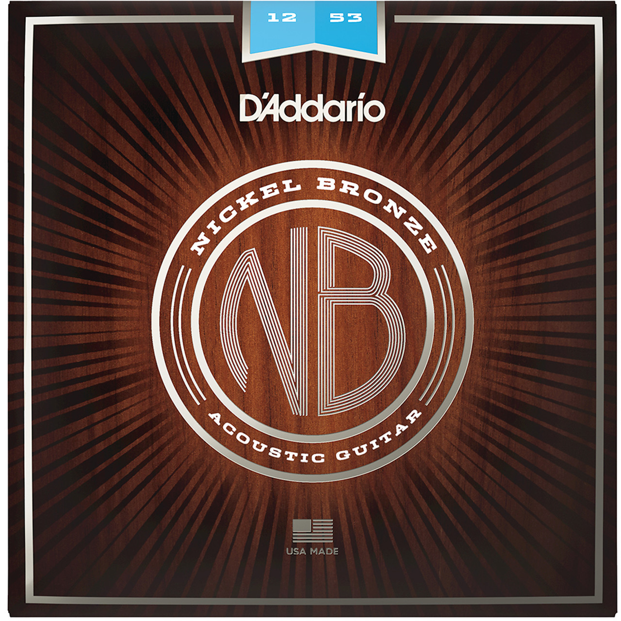 D'Addario Nickel Bronze Acoustic Guitar Strings NB1253 Light 12-53