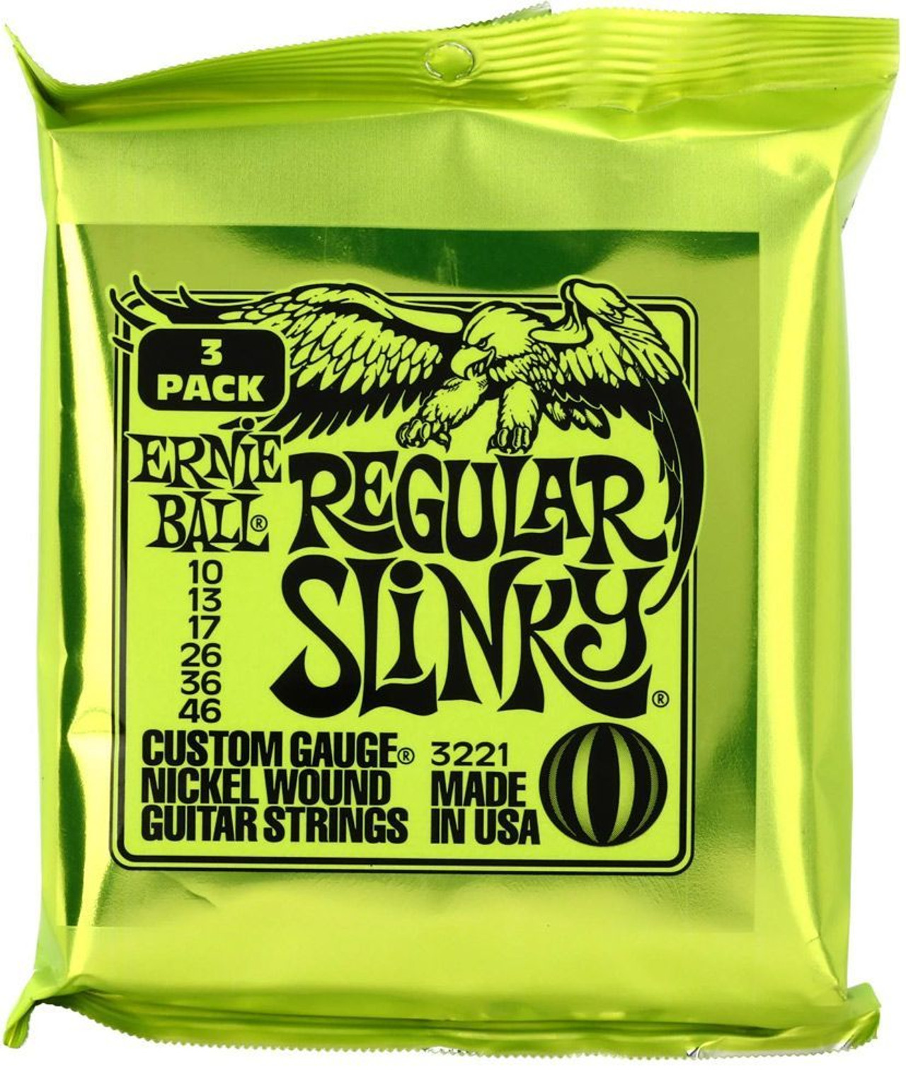 Ernie Ball Slinky Electric Guitar Strings 3 Pack 3221 Regular Slinky 10-46