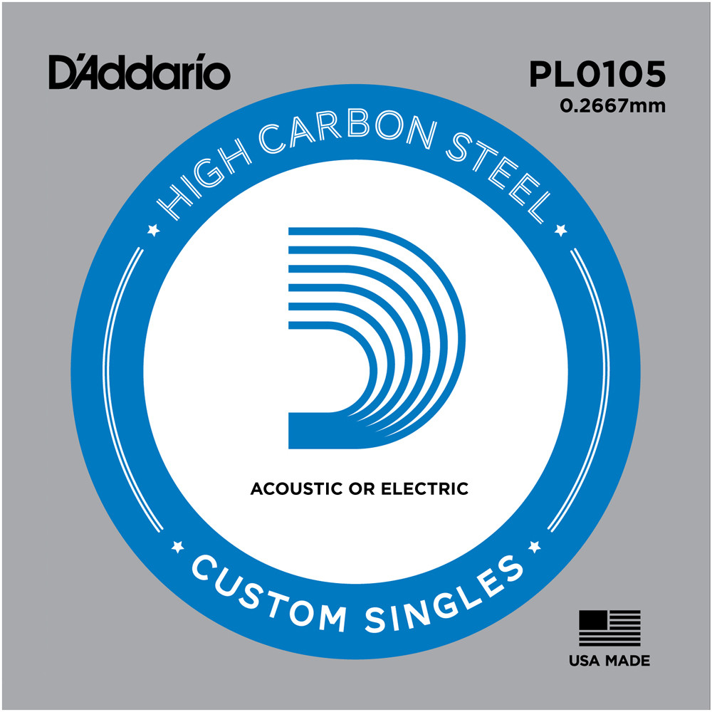D'Addario Corda singola PL0105 in acciaio per chitarra, .0105 D'Addario Corda singola PL0105 in acciaio per chitarra, .0105
