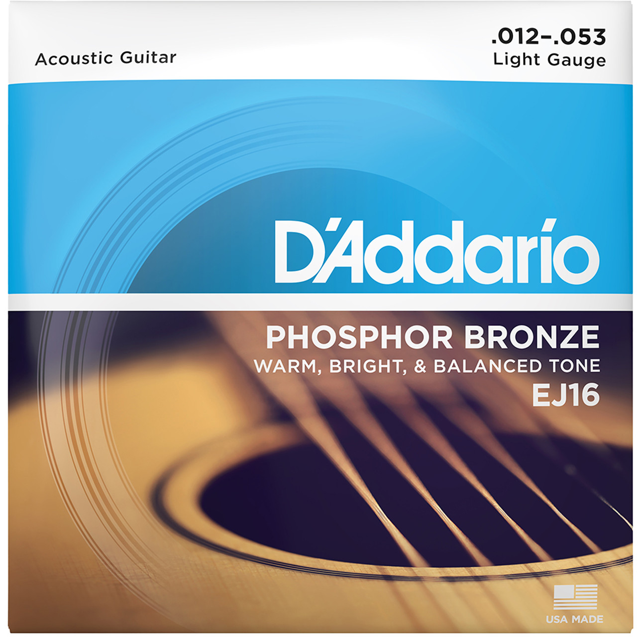 D'Addario EJ16 Phosphor Bronze Acoustic Guitar Strings, Light Gauge
