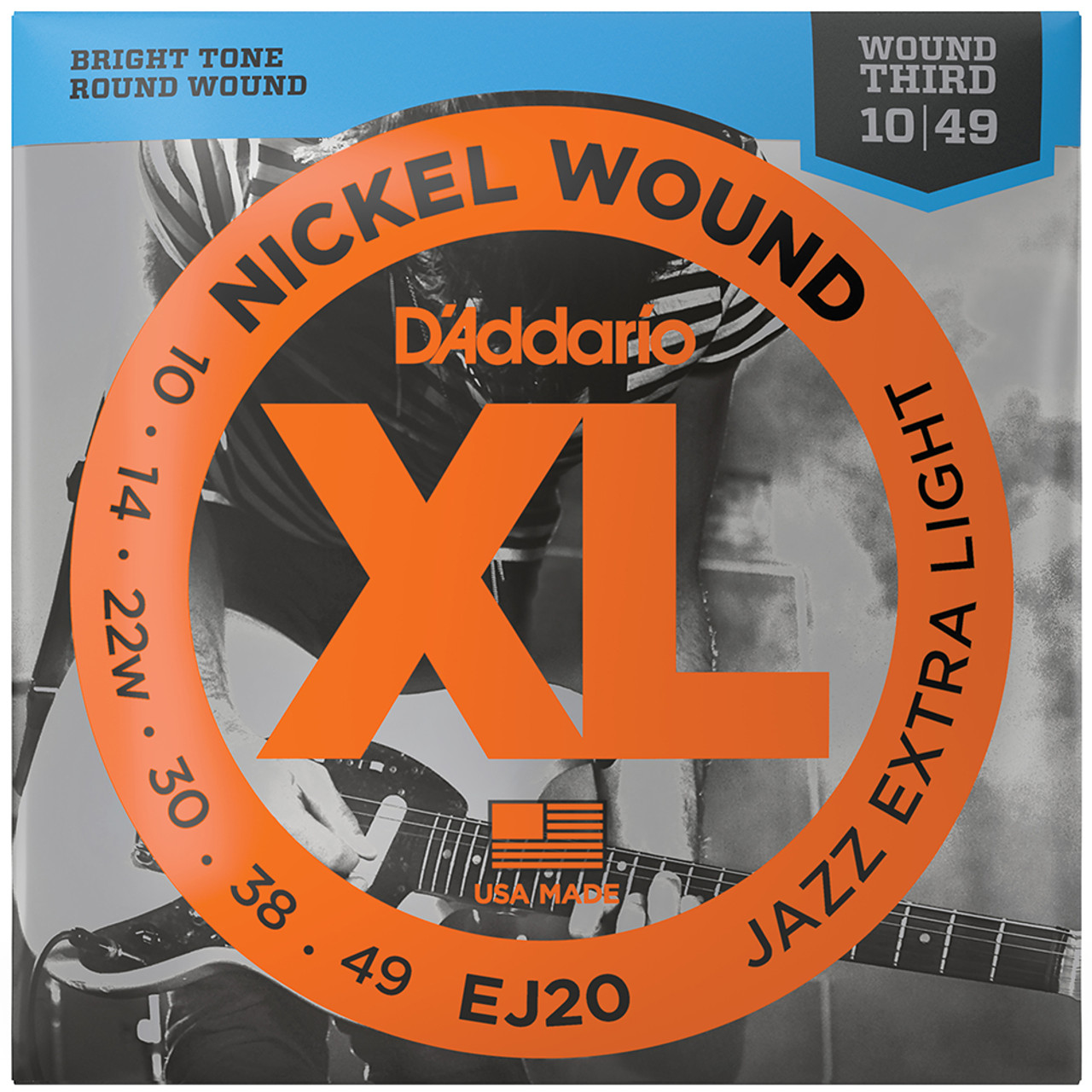 D'Addario EJ20 XL Nickel Wound Electric Guitar Strings Jazz Extra Light  10-49